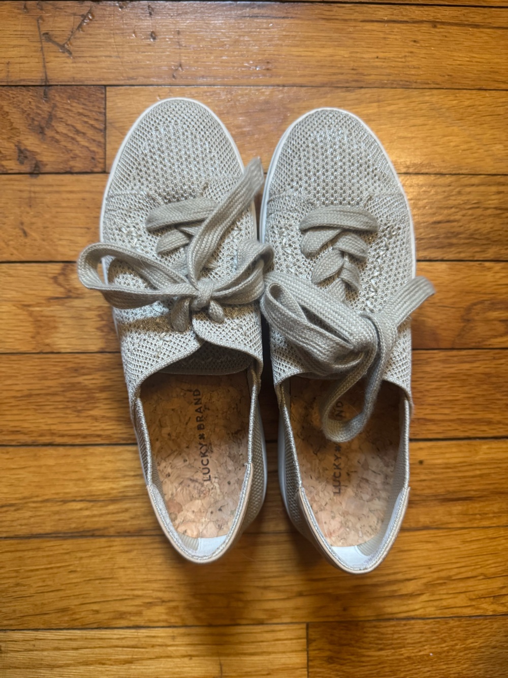 Lucky Brand Women's Knit Lace-Up Sneakers - Taupe